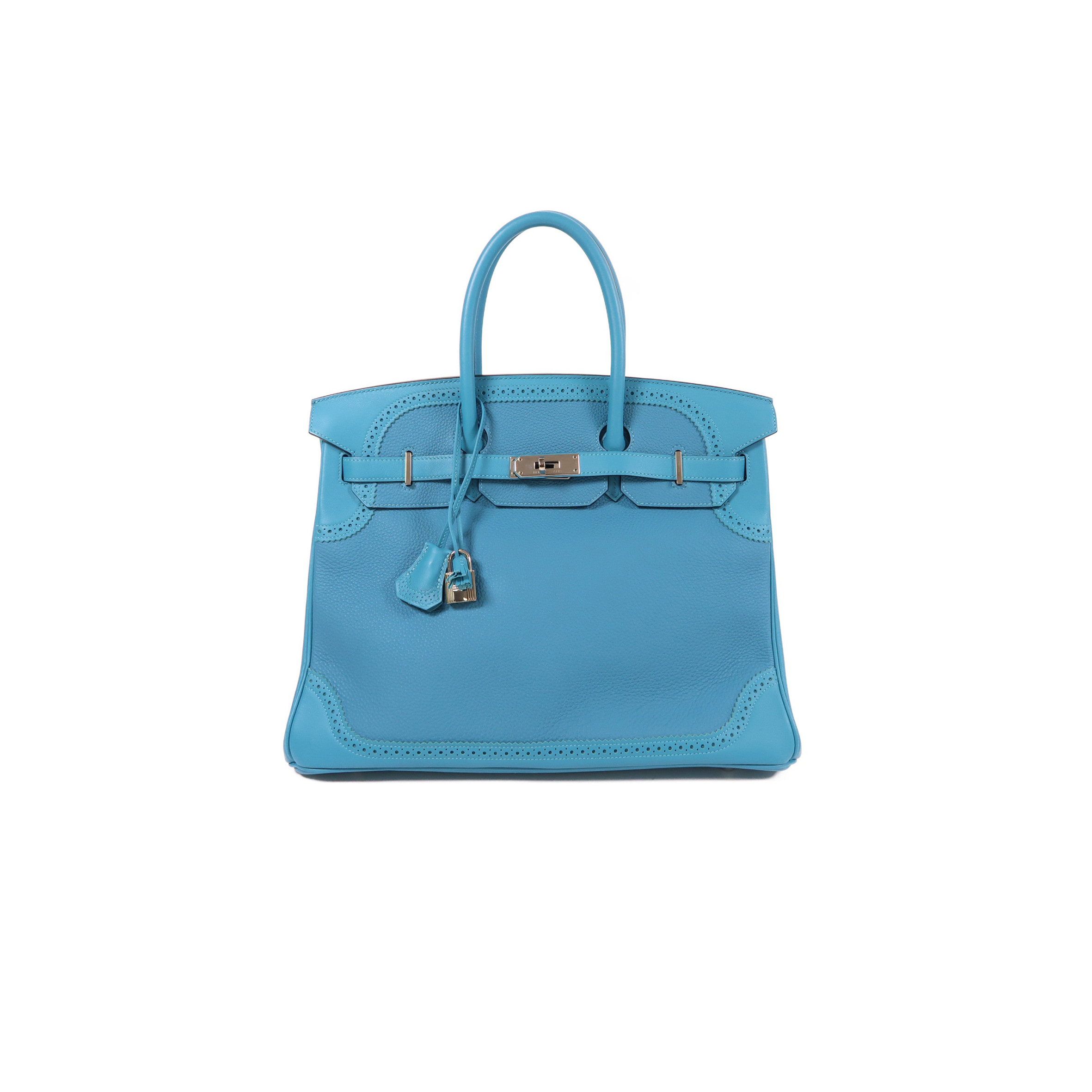 h**mes birkin 35 swift and togo lace series De*1m blue silver buckle h082650ck05 (35*28*18cm)